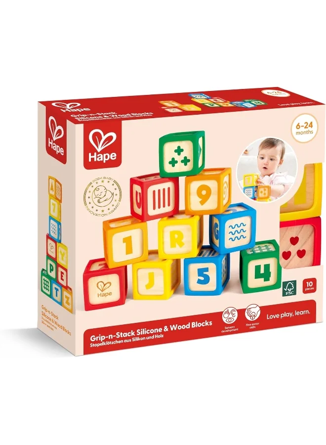 Hape Abc Tiles 10-Piece Wooden Building Blocks Set Building Blocks From 6 Months