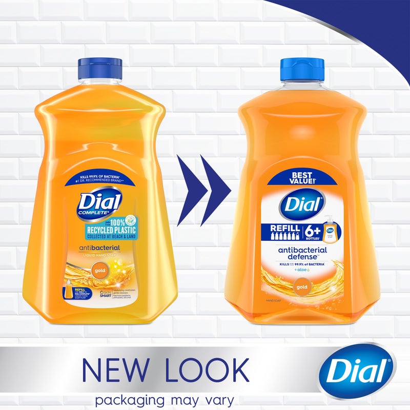 Dial Antibacterial Defense Liquid Hand Soap + Aloe, Gold Scent, 52 Fl Oz Hand Soap Refill (3 Count), Dermatologist-Tested, Gentle Formula - Image 4