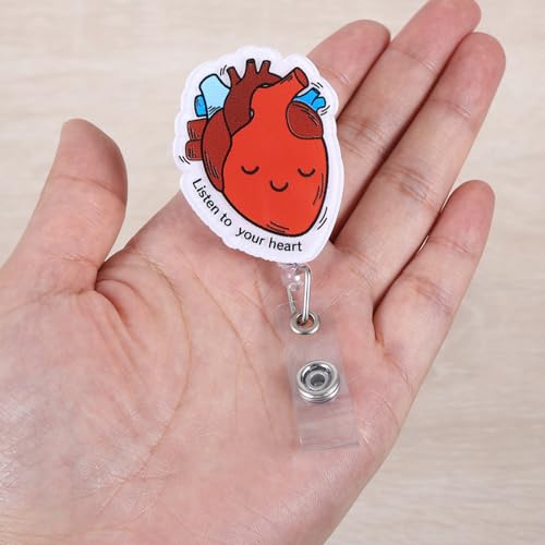 BVIIE Cute Cardiac Badge Reel, Funny Heart ID Name Badge Holder with Retractable Clip, Cardiology Badge Clip for RN CNA LPN LVN Hospital Medical Worker Doctor Anatomy Nursing Student Cardiologist - Image 2