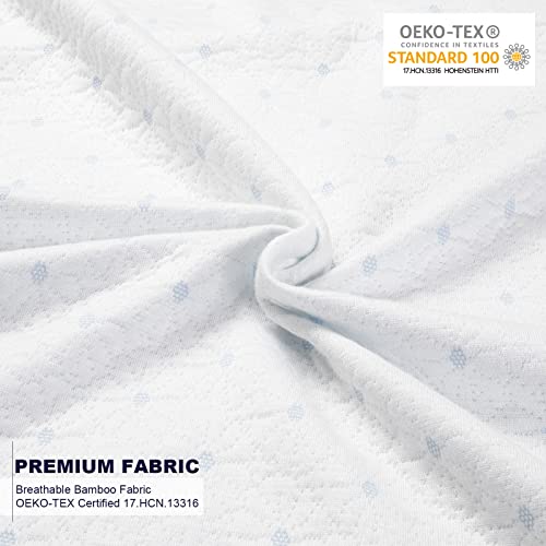 Ferlizer 4 Inch King Mattress Topper Protector Cover, Oeko-Tex Certified, Bamboo Zippered Cover for Mattress Topper, Adjustable Straps & Anti-Slip Silicone Bottom, Removable & Washable - Cover Only - Image 2