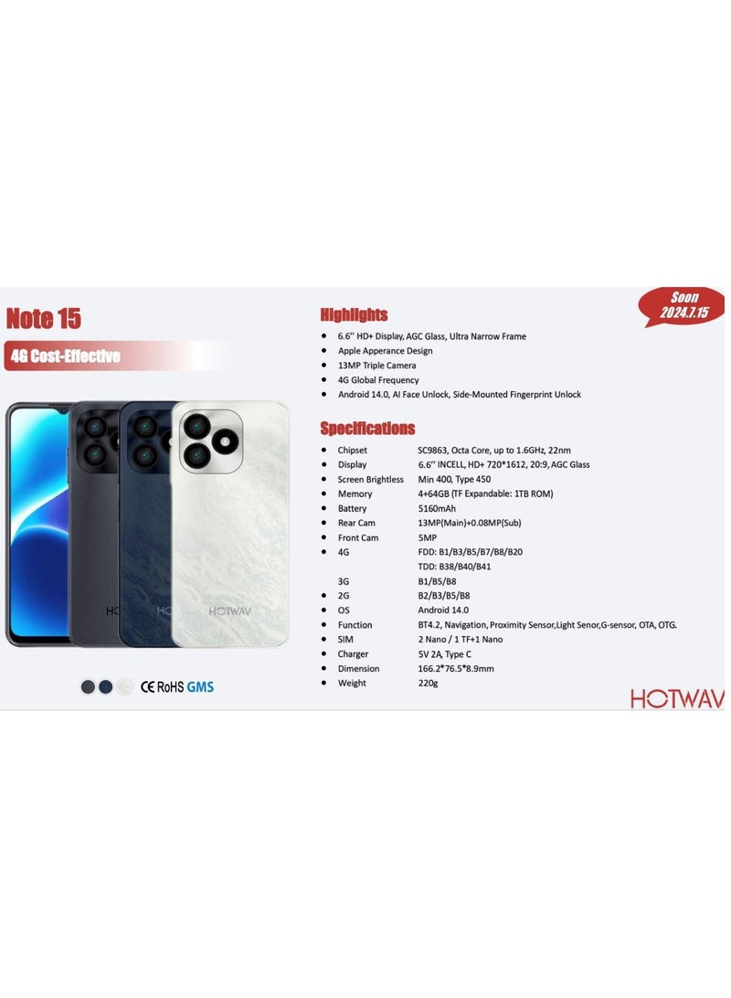 HOTWAV Note 15 Smartphone 4+4GB+ 64 GB storage 6’6 inch HD Display Ocean Blue - Image 4