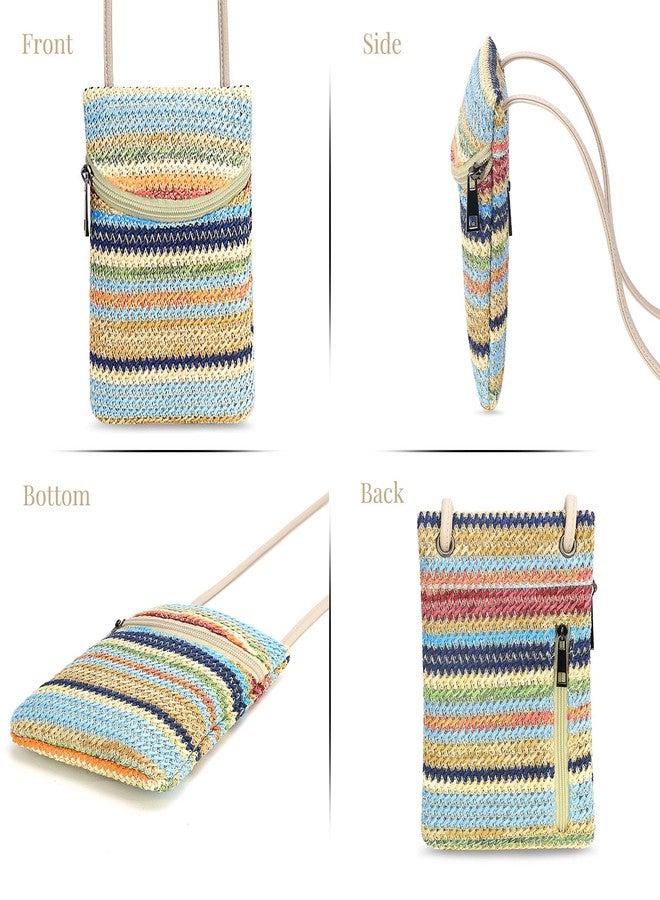 BBORGDC Straw Crossbody Phone Bag for Women, Small Woven Cell Phone Purse with Zipper, Lightweight Summer Mini Crossbody for Vacation, Travel & Everyday - Image 4