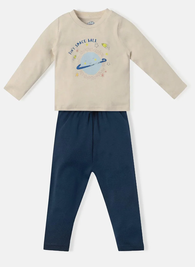 نوتيناتي طقم أطفال قطن ناتي ناتي من تي شيرت وبنطلون رياضي