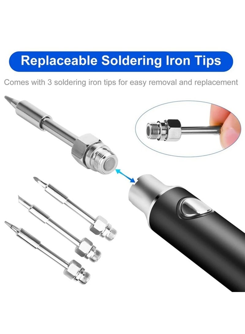 Excefore Soldering Iron Kit, Cordless Soldering Iron Tool Kit, Portable Adjustable Temperature Electronic Welding Tool Pen with 3 Interchangeable Tips for Home Appliance Repair - Image 4