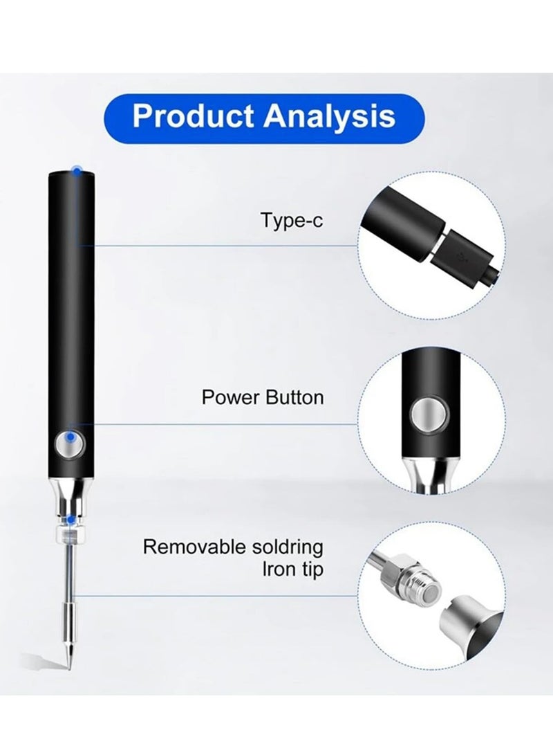 Excefore Soldering Iron Kit, Cordless Soldering Iron Tool Kit, Portable Adjustable Temperature Electronic Welding Tool Pen with 3 Interchangeable Tips for Home Appliance Repair - Image 2