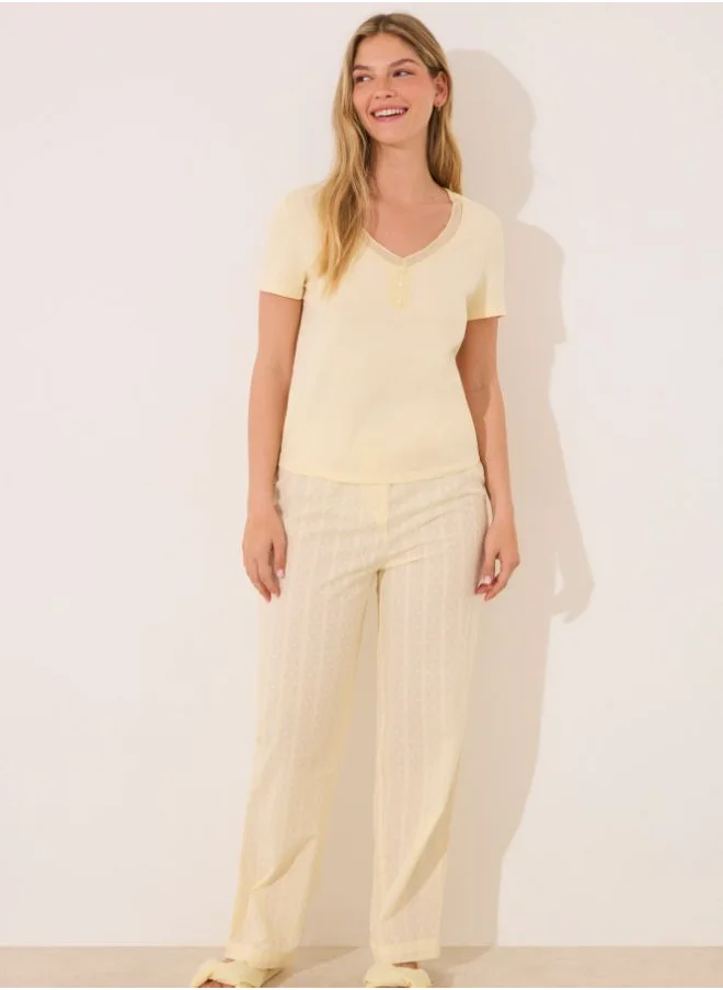 women'secret Yellow cotton short sleeve pyjamas