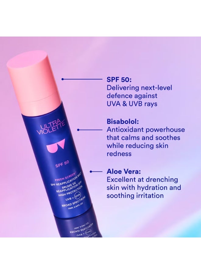 Ultra Violette Preen Screen SPF 50+ Reapplication Mist 75ml - Image 2
