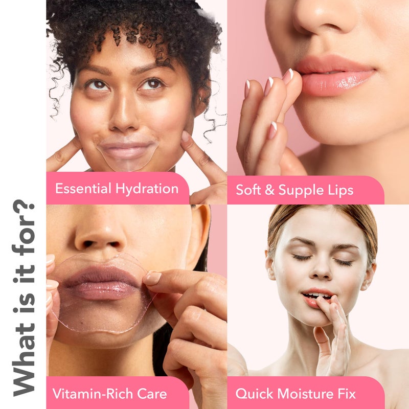Patchology Serve Chilled RosÃ© Gel Lip Mask â€“ Hydrating Mask with Resveratrol & Hyaluronic Acid for Soft Feel, Plumping & Moisture â€“ Strawberry Scented, Solution for Dry or Chapped Lips, 5 Count - Image 2
