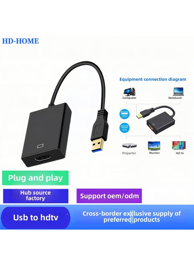 USB To HDMI Same-screen AdaPter Cable USB-hdmi Hd Converter 1080P Audio And Video Driver-free-Color:USB To HDMI Black (actions) - Image 3