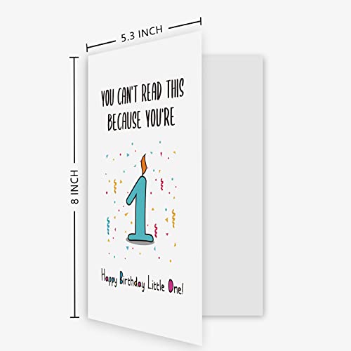 Ogeby Funny First Birthday Card, Happy Birthday Little One Card, You Can’t Read This Because You’re 1 - Image 2