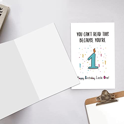 Ogeby Funny First Birthday Card, Happy Birthday Little One Card, You Can’t Read This Because You’re 1 - Image 5