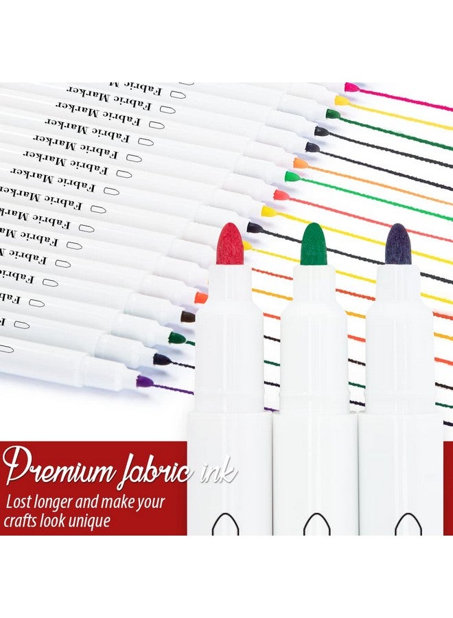 Aen Art Fabric Markers, Fabric Marker Permanent For T Shirts Clothes Pillow Canvas, Fabric Paint Pens For Kids - No Bleed, Fine Tip, Set Of 30 Colors - Image 2