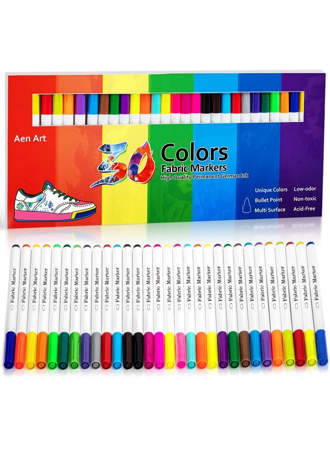 Aen Art Fabric Markers, Fabric Marker Permanent For T Shirts Clothes Pillow Canvas, Fabric Paint Pens For Kids - No Bleed, Fine Tip, Set Of 30 Colors - Image 1
