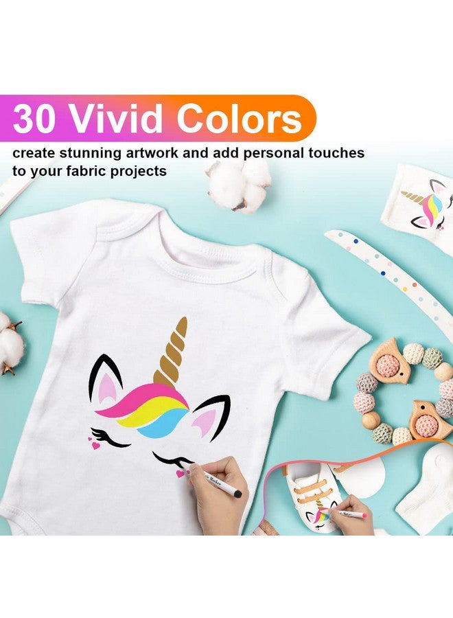 Aen Art Fabric Markers, Fabric Marker Permanent For T Shirts Clothes Pillow Canvas, Fabric Paint Pens For Kids - No Bleed, Fine Tip, Set Of 30 Colors - Image 4