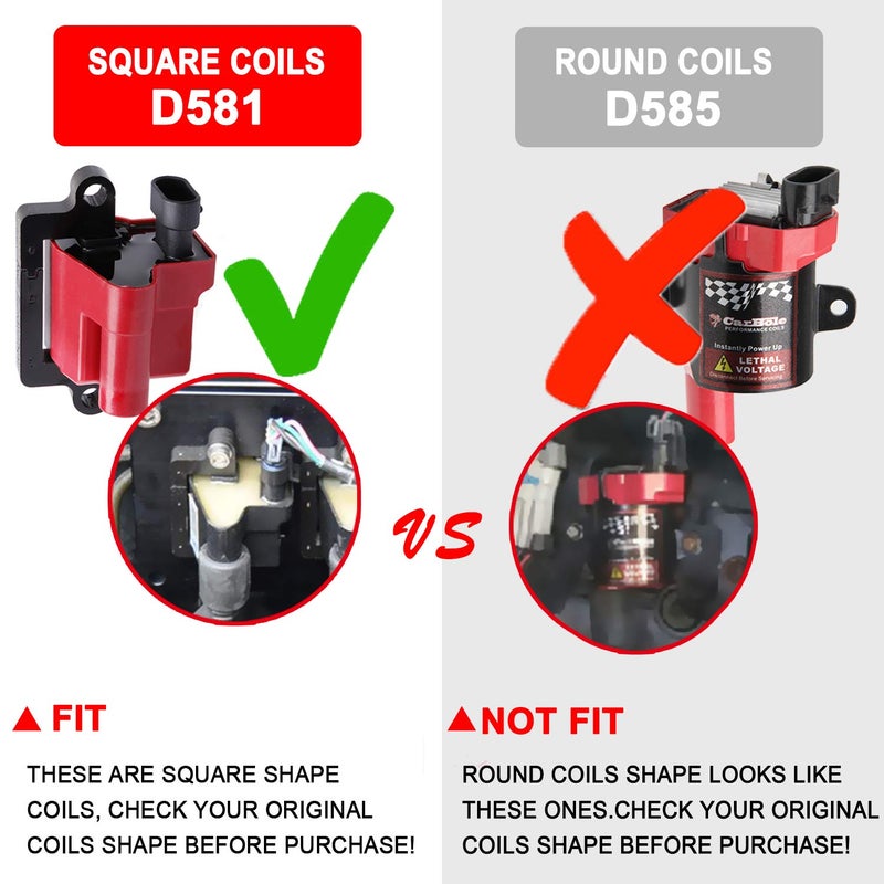 CarBole 8Pcs Ignition Coil Pack + 8Pcs 8mm Spark Plug Wire Fit For Cadillac Escalade, Chevy Silverado Avalanche Express 3500 Suburban Tahoe, GMC Sierra 4.8L 5.3L 6.0L 8.1L for UF271 D581 (Square Coil) - Image 5