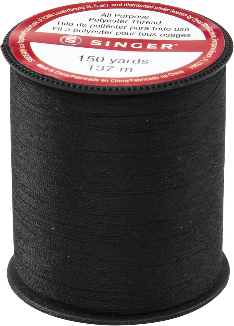 SINGER 60110All Purpose Polyester Thread, 150 Yards, Black - Image 1