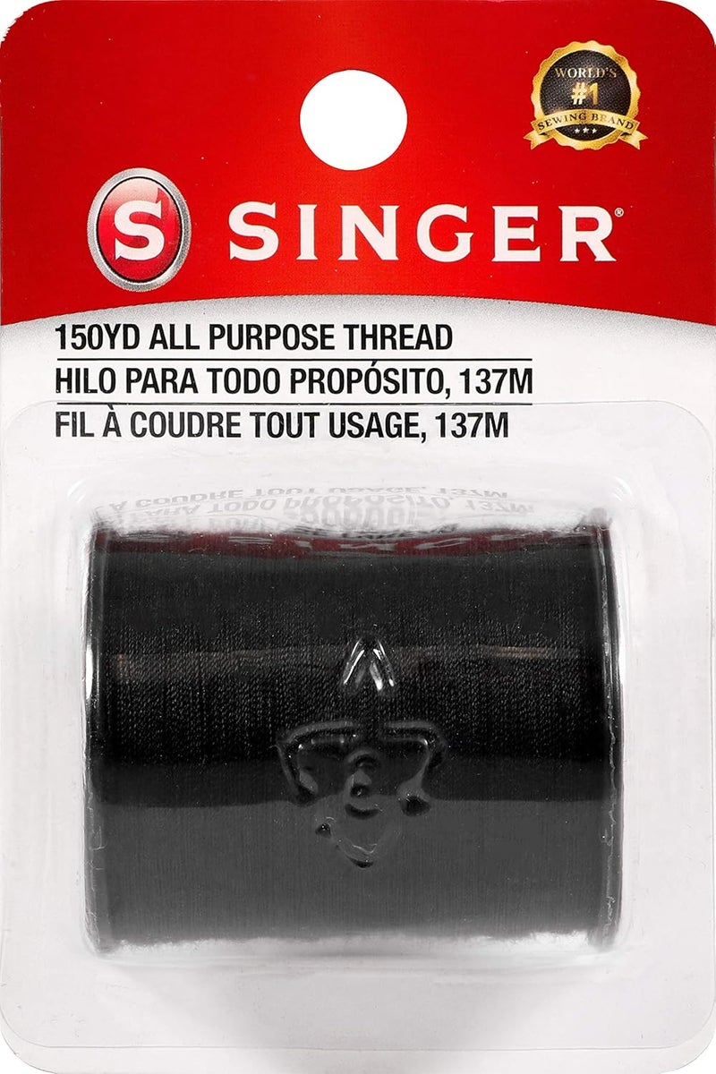 SINGER 60110All Purpose Polyester Thread, 150 Yards, Black - Image 2