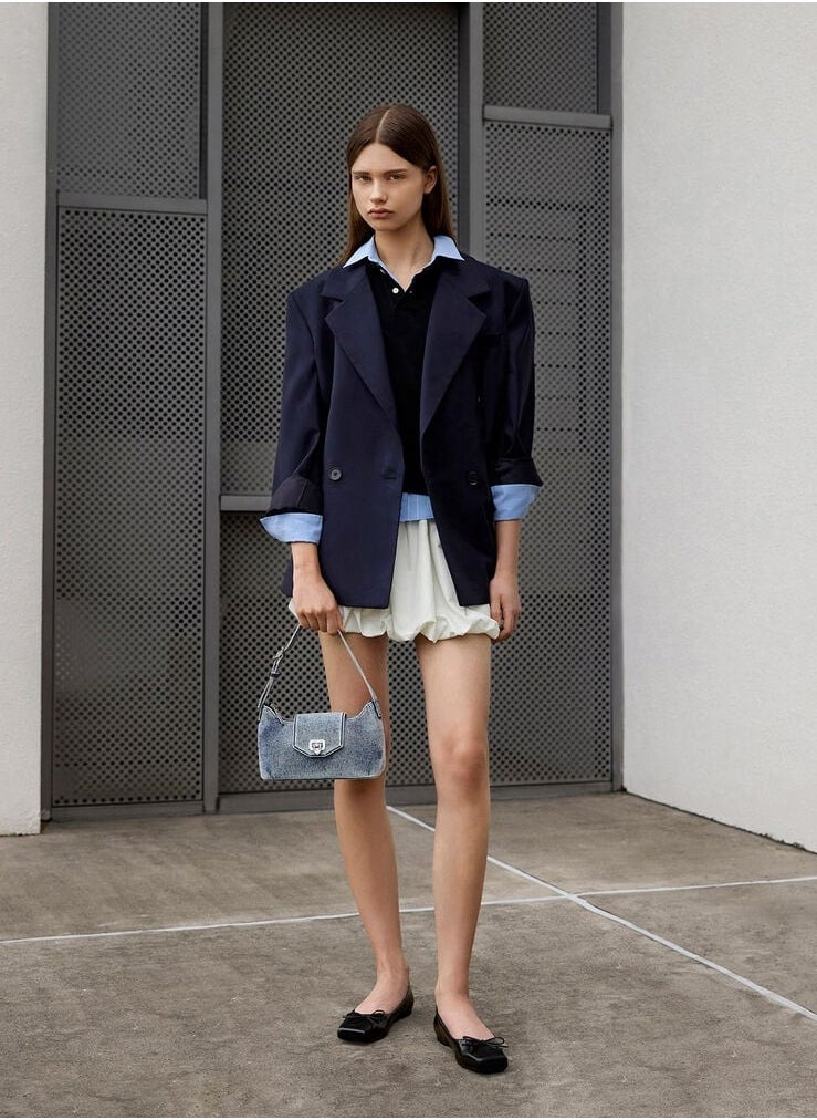 Charles & Keith Arwen Denim Belted Shoulder Bag &Crossbody Bag - Denim Blue  - Image 4