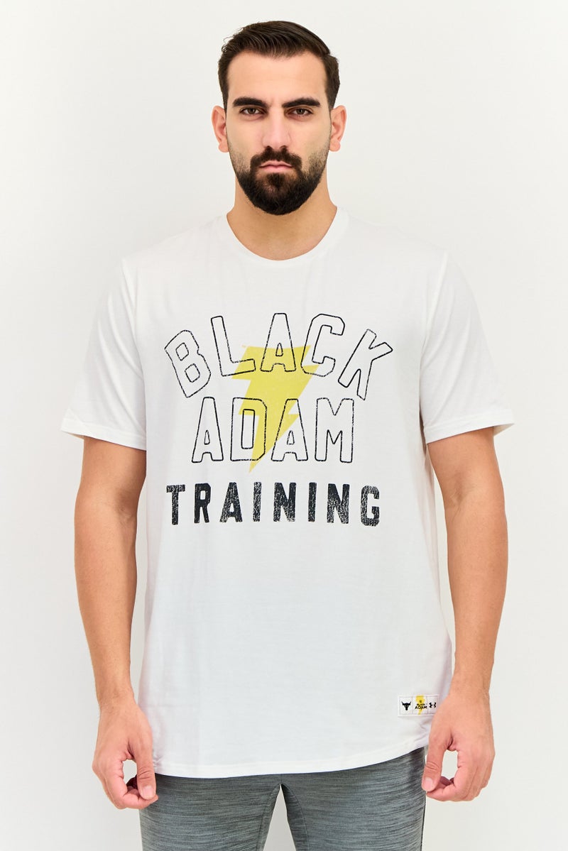 UNDER ARMOUR تي شيرت رجالي فضفاض بأكمام قصيرة للخارج، أبيض - Image 1