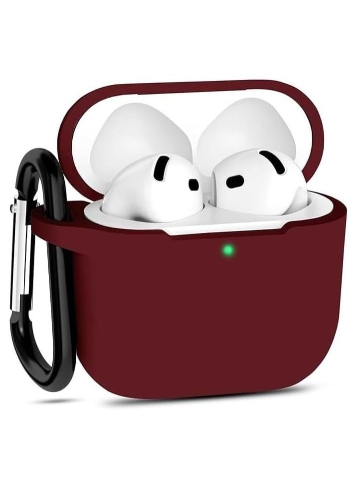 Compatible with Airpods 4th Case Cover Soft Skin Silicone Case Cover with Keychain Full Protective Case for Men and Women Compatible with AirPods 4th Generation Case (Burgundy)  - Image 1
