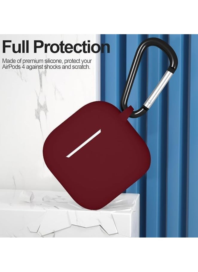 Compatible with Airpods 4th Case Cover Soft Skin Silicone Case Cover with Keychain Full Protective Case for Men and Women Compatible with AirPods 4th Generation Case (Burgundy)  - Image 2