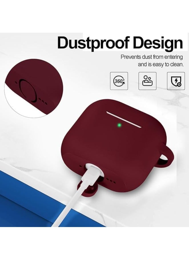 Compatible with Airpods 4th Case Cover Soft Skin Silicone Case Cover with Keychain Full Protective Case for Men and Women Compatible with AirPods 4th Generation Case (Burgundy)  - Image 3