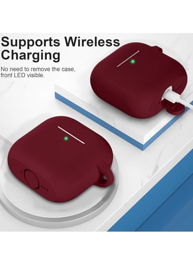 Compatible with Airpods 4th Case Cover Soft Skin Silicone Case Cover with Keychain Full Protective Case for Men and Women Compatible with AirPods 4th Generation Case (Burgundy)  - Image 4