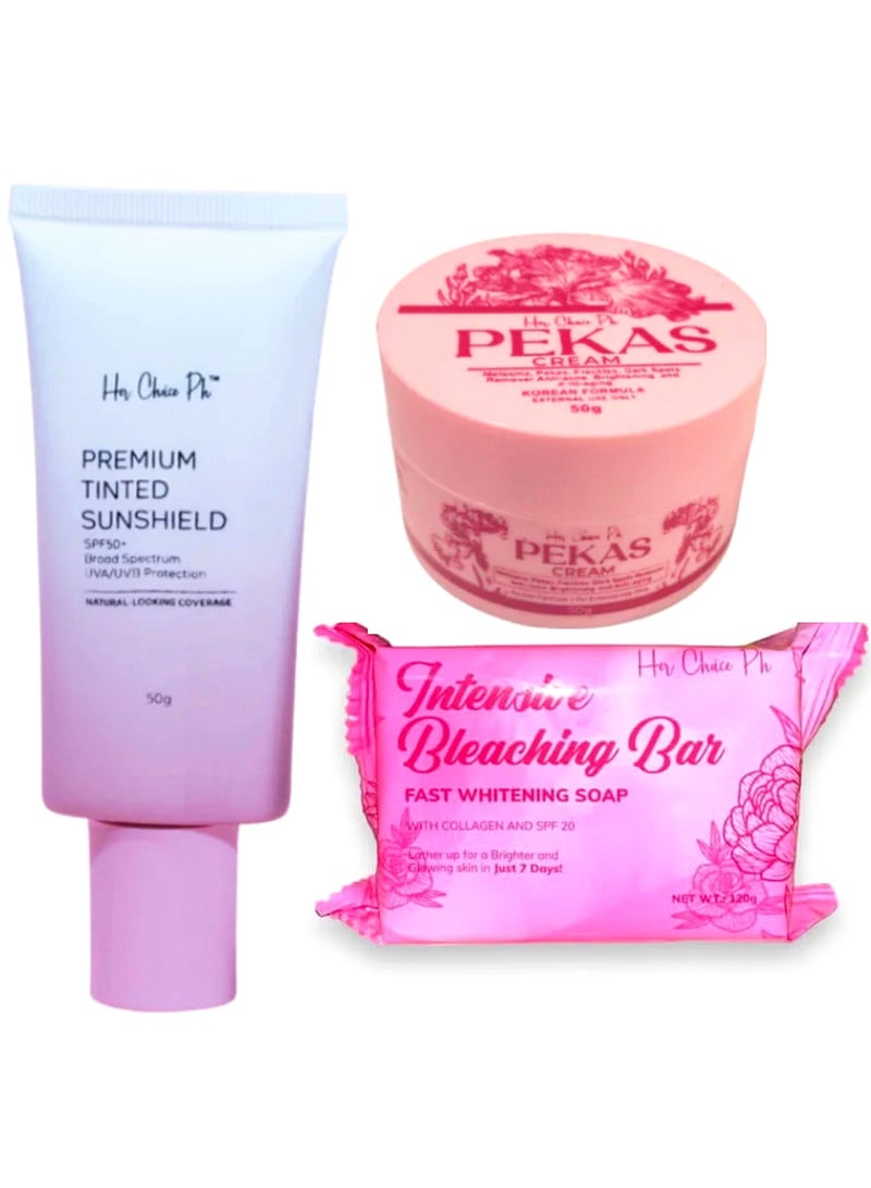 Premium Tinted Sunshield SPF50 Broad Spectrum Pekas Remover Cream Intensive Bleaching Bar