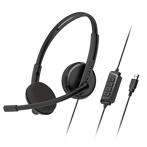 Creative Hs-220 USB Headset with Noise-Cancelling Mic and Inline Remote - On Ear, Black - Image 1