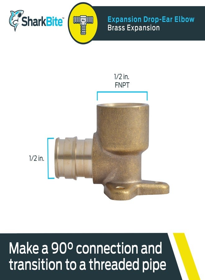 SharkBite 1/2 x 1/2 Inch Expansion FNPT 90 Degree Drop Ear Elbow for PEX-A Pipe, Brass Plumbing Fittings, Female Elbow Fitting for PEX-A Tubing, UAB334LFA - Image 2