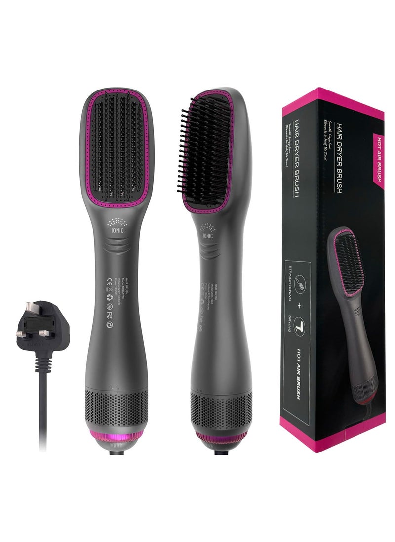 RUKYU - 3 In 1 Hair Dryer Brush & Straightener Brush, Professional 1200W Powerful Ceramic Tourmaline Ionic Hot Air Brush, 3 Heat/2 Speed Settings One Step Hair Dryer And Styler For All Hair Types - Image 1