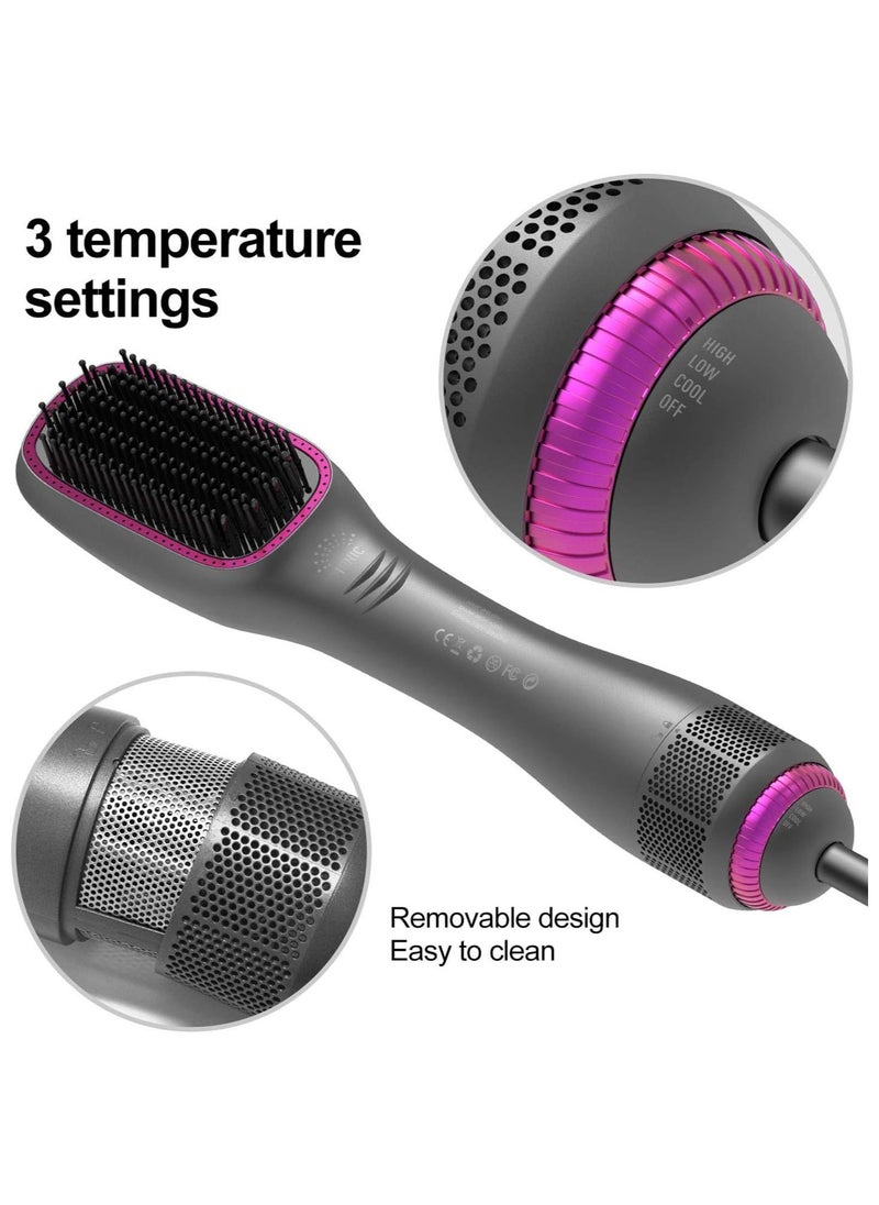 RUKYU - 3 In 1 Hair Dryer Brush & Straightener Brush, Professional 1200W Powerful Ceramic Tourmaline Ionic Hot Air Brush, 3 Heat/2 Speed Settings One Step Hair Dryer And Styler For All Hair Types - Image 1