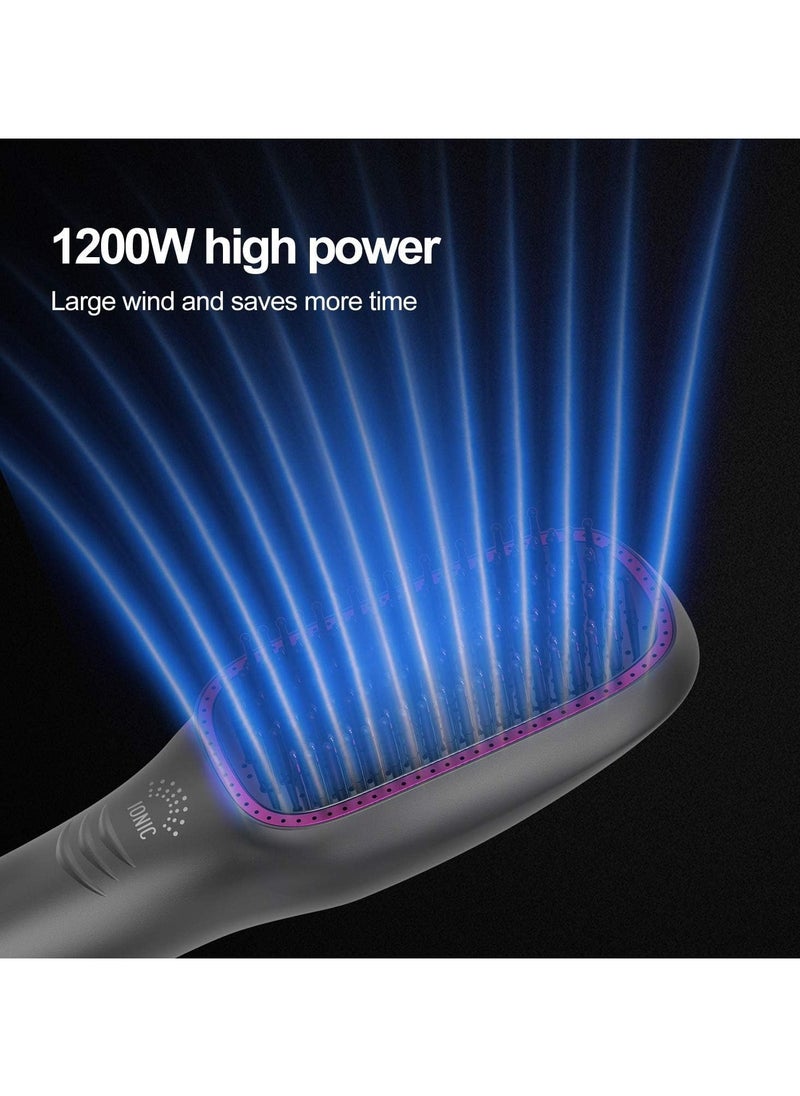 RUKYU - 3 In 1 Hair Dryer Brush & Straightener Brush, Professional 1200W Powerful Ceramic Tourmaline Ionic Hot Air Brush, 3 Heat/2 Speed Settings One Step Hair Dryer And Styler For All Hair Types - Image 1