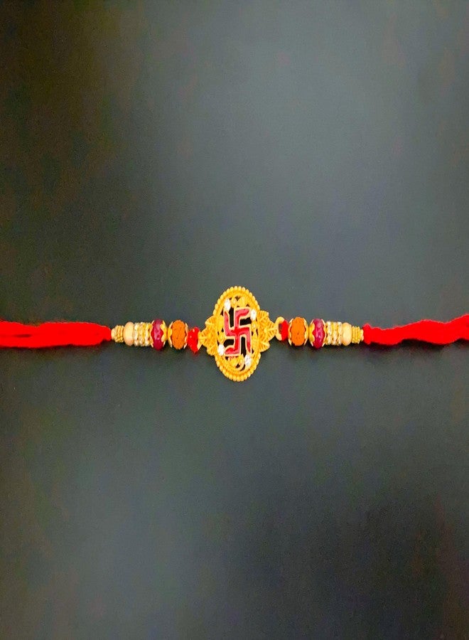 Sesonby Bhai Bhabhi Rakhi With Roli Chawal Swastik Moli Thread Rakhi For Brother kids boys and girls #R286 - Image 2