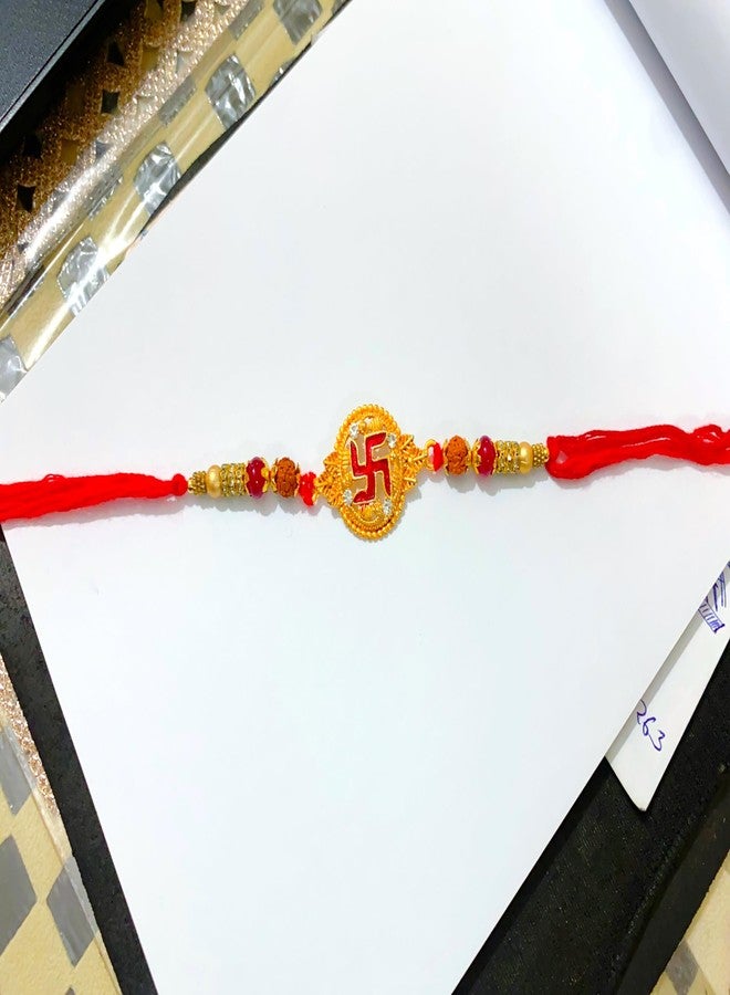 Sesonby Bhai Bhabhi Rakhi With Roli Chawal Swastik Moli Thread Rakhi For Brother kids boys and girls #R286 - Image 3