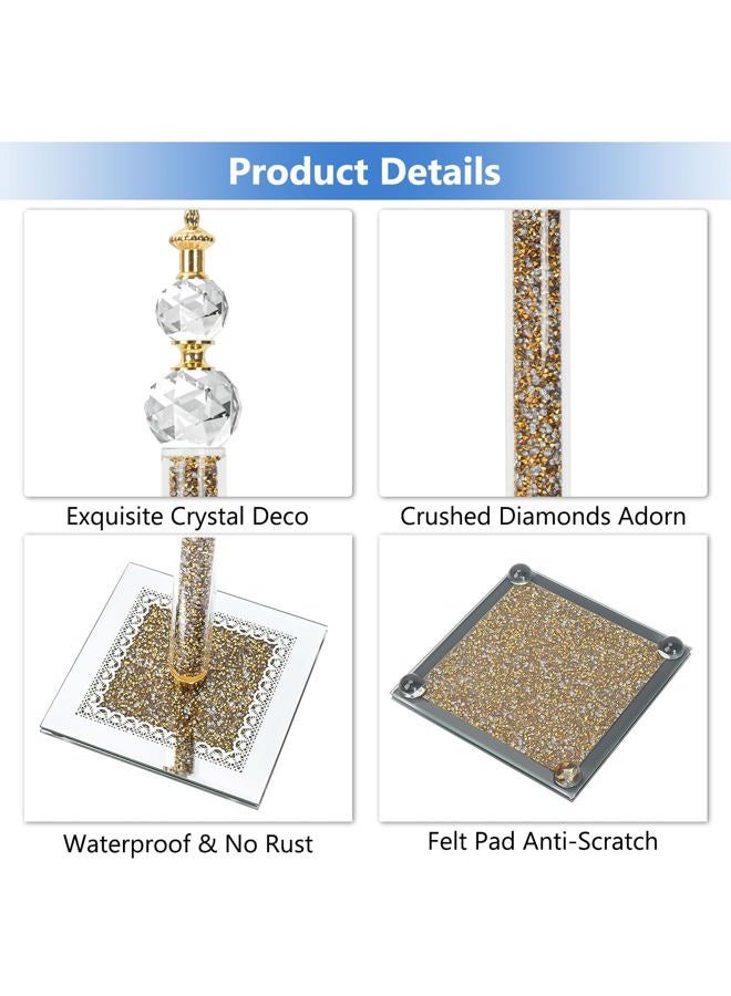 Hebaogugu Gold Paper Towel Holder, Bling Crystal Paper Towel Roll Holder, Decorative Standing Paper Towel Holder for Kitchen Countertops Bathroom, Paper Towel Dispenser with Weighted Base (Square/Gold-A) - Image 3
