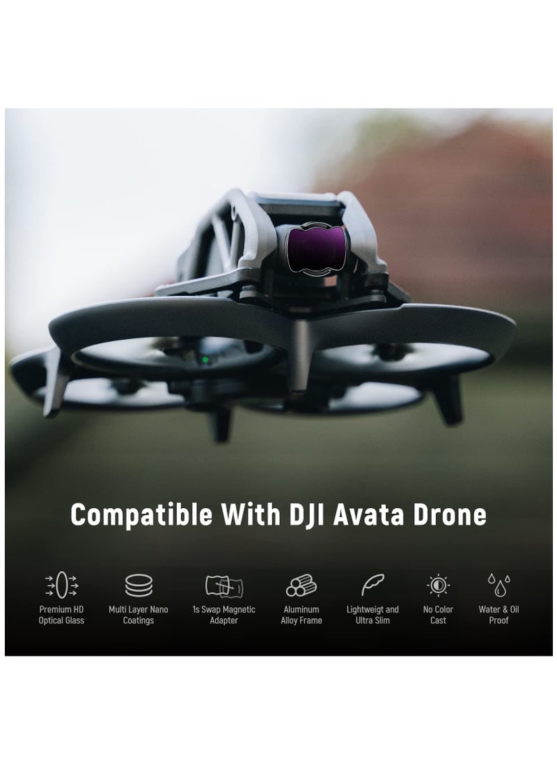 Generic 4 PCS Magnetic ND Filter Set for DJI Avata Pro Mini Drone - HD Multi-Layer Coated Neutral Density Filters (ND8, ND16, ND32, ND64) with Durable Aluminum Alloy Frame.  - Image 2