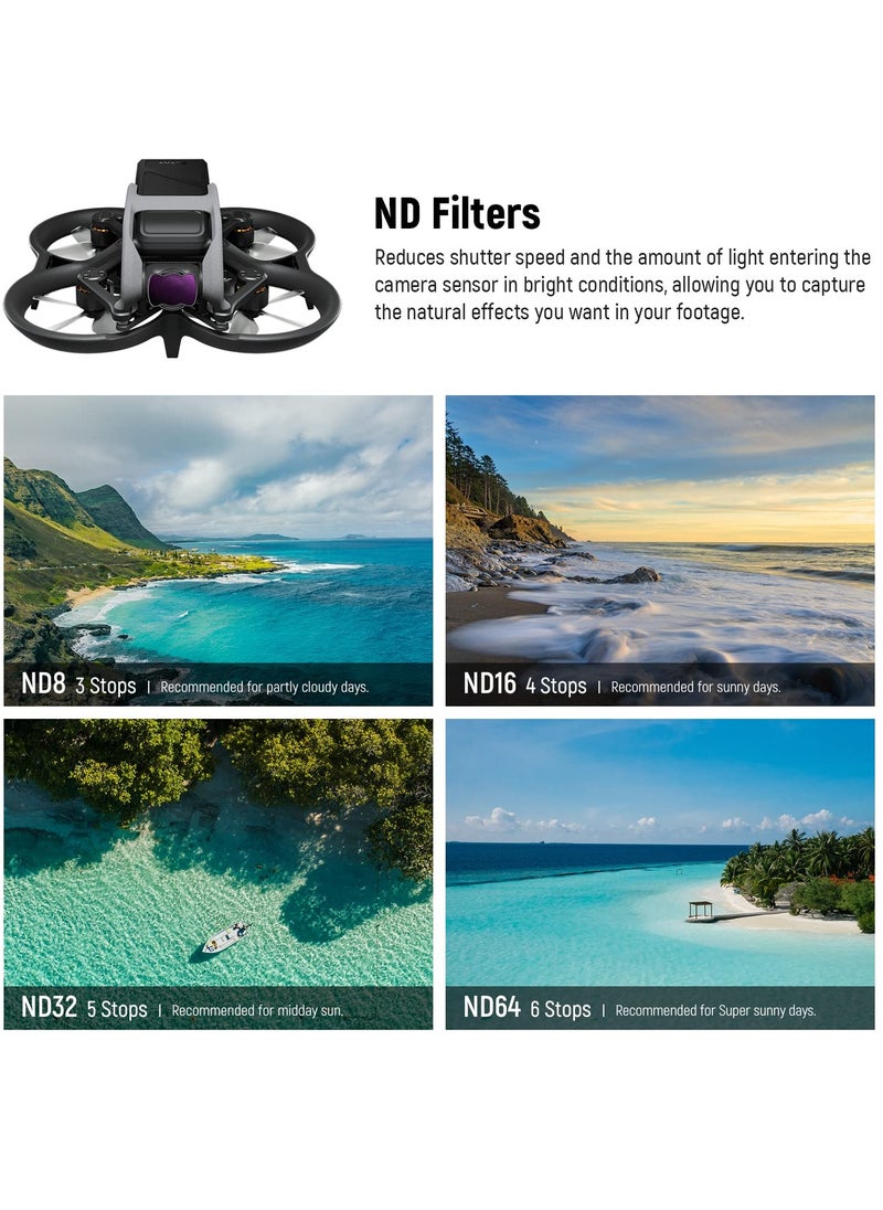 Generic - 4 PCS Magnetic ND Filter Set for DJI Avata Pro Mini Drone - HD Multi-Layer Coated Neutral Density Filters (ND8, ND16, ND32, ND64) with Durable Aluminum Alloy Frame. - Image 1