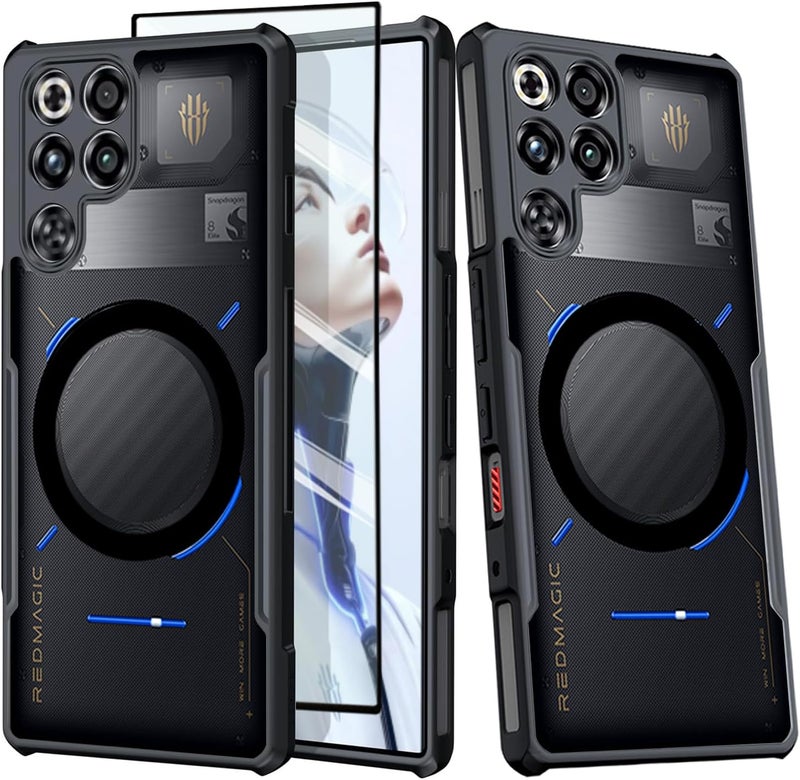Guizzcg حافظة لهاتف Red Magic 11 Pro / 11 Pro+، غطاء فائق النحافة وخفيف الوزن، إطار من TPU الناعم + ظهر أكريليك، وسائد هوائية عسكرية مضادة للصدمات والحماية من السقوط [فيلم مقسى واحد]، أسود مغناطيسي - Image 1