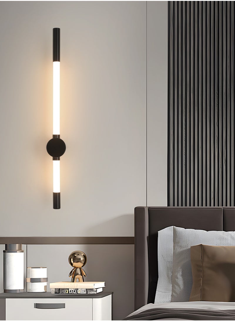 YATAI LIGHTING مصابيح حائط LED لغرف النوم وغرف المعيشة - مصابيح حائط قابلة للتعتيم مع 3 درجات حرارة ألوان وهيكل معدني عالي الجودة - شكل شريط خطي أسود عصري (أسود)  - Image 4