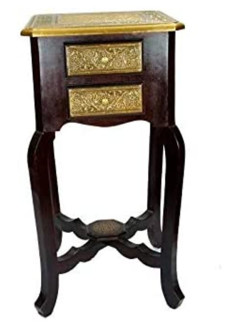 QUESERA Antique Table Teak Wood for Bedroom Living Room Any Corner Natural Teak Finish - Image 2