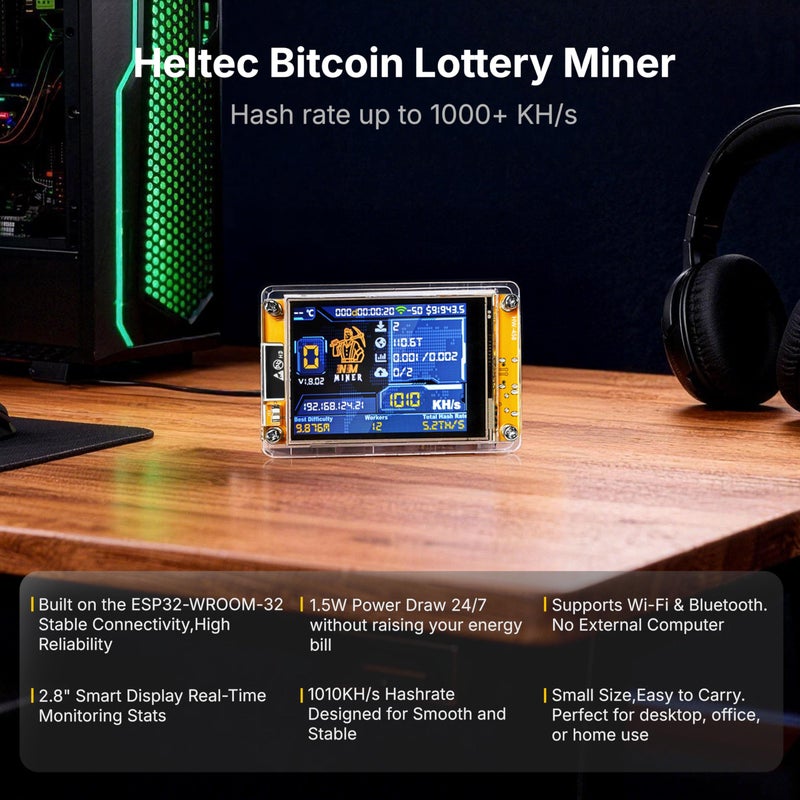 Heltec Automation Heltec Bitcoin Lottery Miner NerdMiner V2 ESP32 Solo Miner with 2.8'' Low Power Smart Display Crypto Miner 1030KH/s BTC Solo Miner - Image 3