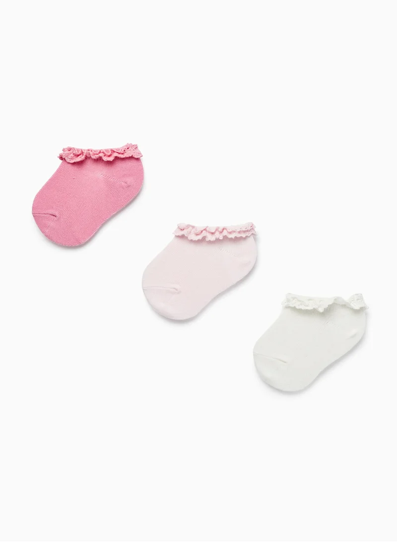 زيبي Zippy Pack Of 3 Pairs Of Socks With Lace For Baby Girls