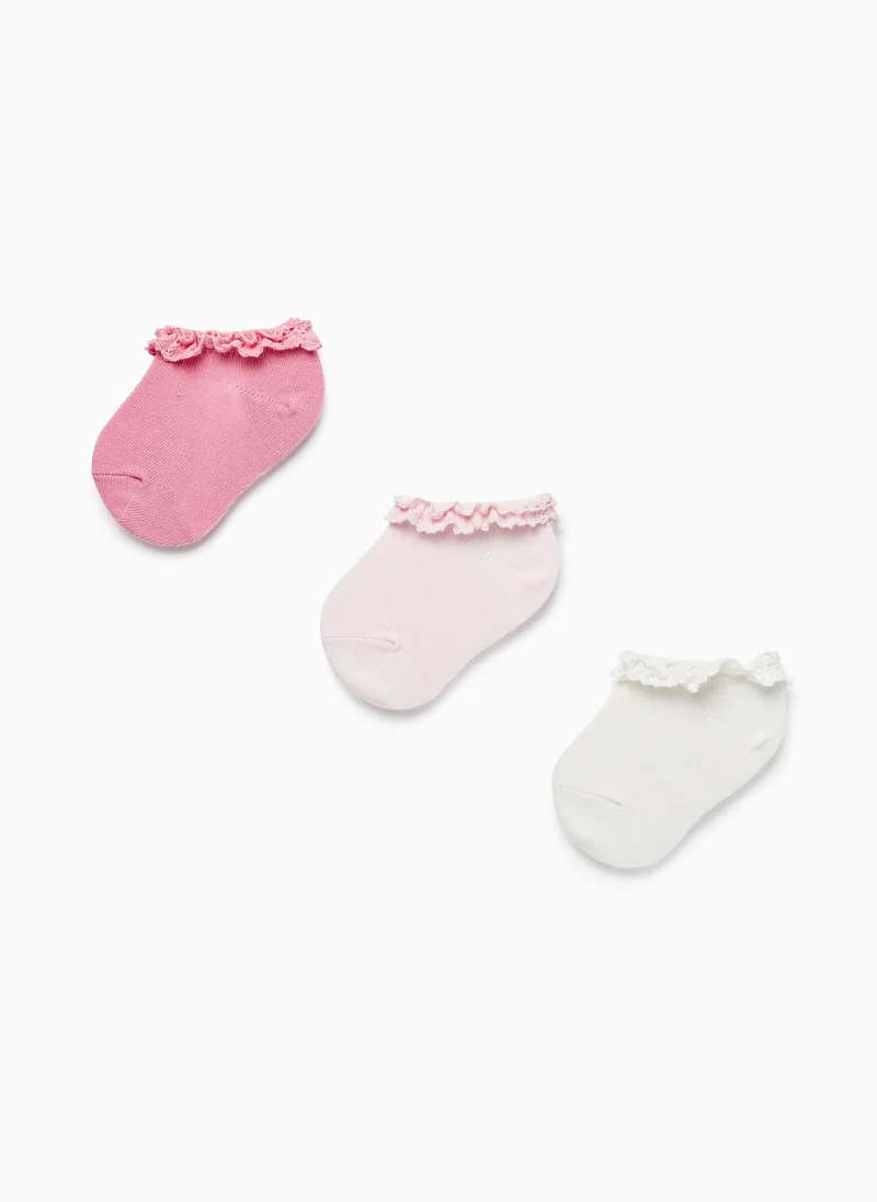 زيبي Zippy Pack Of 3 Pairs Of Socks With Lace For Baby Girls