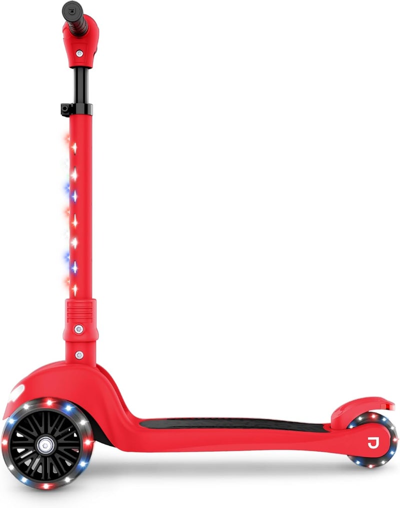 JETSON 3-Wheel Light-Up Kick Scooter, Lights on Stem & Wheels, Height Adjustable Handlebar, Rear Brake, Foldable, Ages 3+ - Image 1