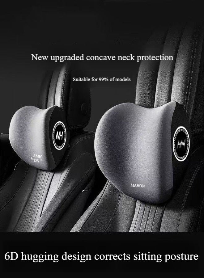 Lumbar Support Pillows And Car Headrest Neck Pillowcases Car Cushion Lumbar Support And Car Neck Pillow Kits Memory Foam Ergonomic Seat Cushions Adjustable With Car Interior - Image 2
