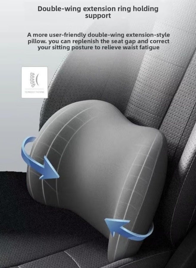 Lumbar Support Pillows And Car Headrest Neck Pillowcases Car Cushion Lumbar Support And Car Neck Pillow Kits Memory Foam Ergonomic Seat Cushions Adjustable With Car Interior - Image 4