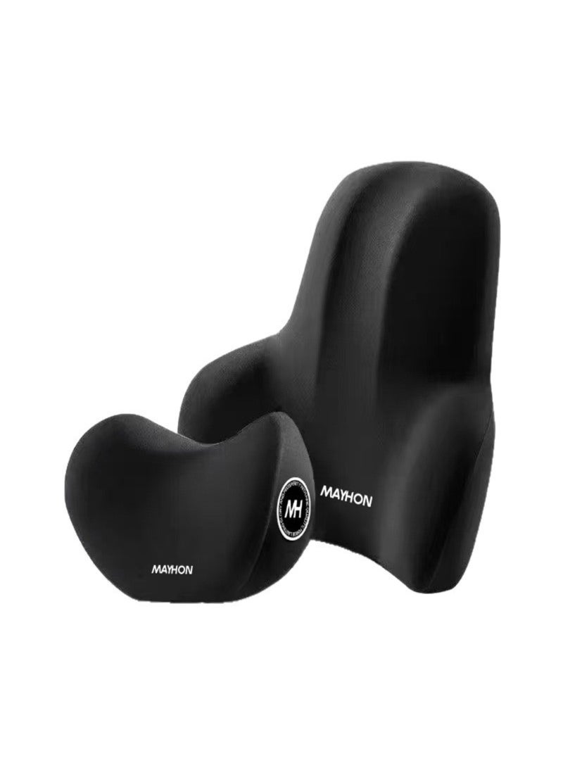 Lumbar Support Pillows And Car Headrest Neck Pillowcases Car Cushion Lumbar Support And Car Neck Pillow Kits Memory Foam Ergonomic Seat Cushions Adjustable With Car Interior - Image 1