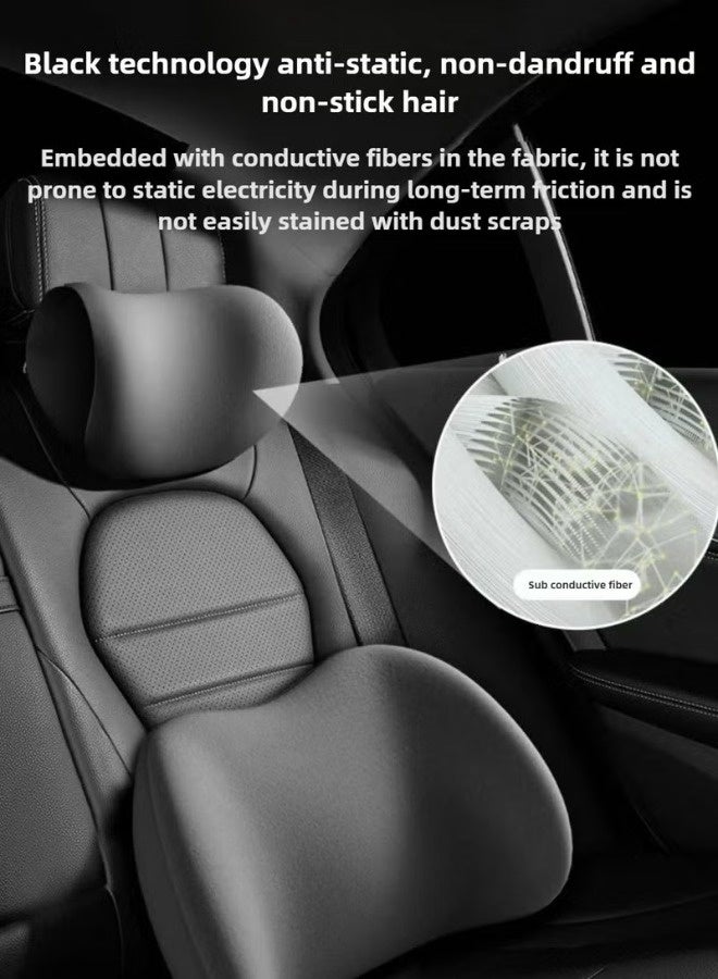 Lumbar Support Pillows And Car Headrest Neck Pillowcases Car Cushion Lumbar Support And Car Neck Pillow Kits Memory Foam Ergonomic Seat Cushions Adjustable With Car Interior - Image 3