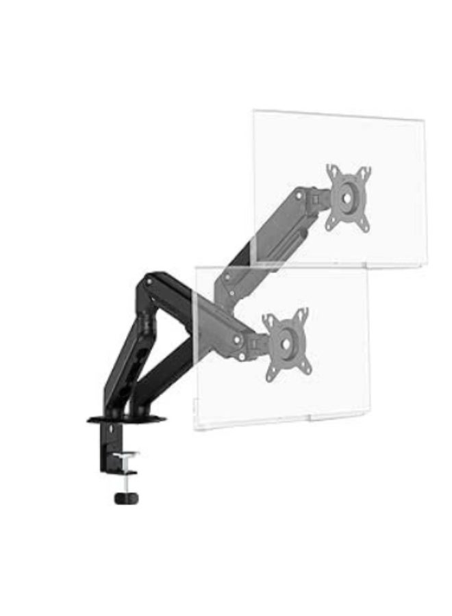 Dual Arm Monitor Stand with Shock Absorber Gas Spring Full Motion Rotatable Desktop Mount Bracket for Two Screens - Image 1